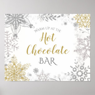 Affiche Winter Wonderland Chocolat chaud Silver Gold