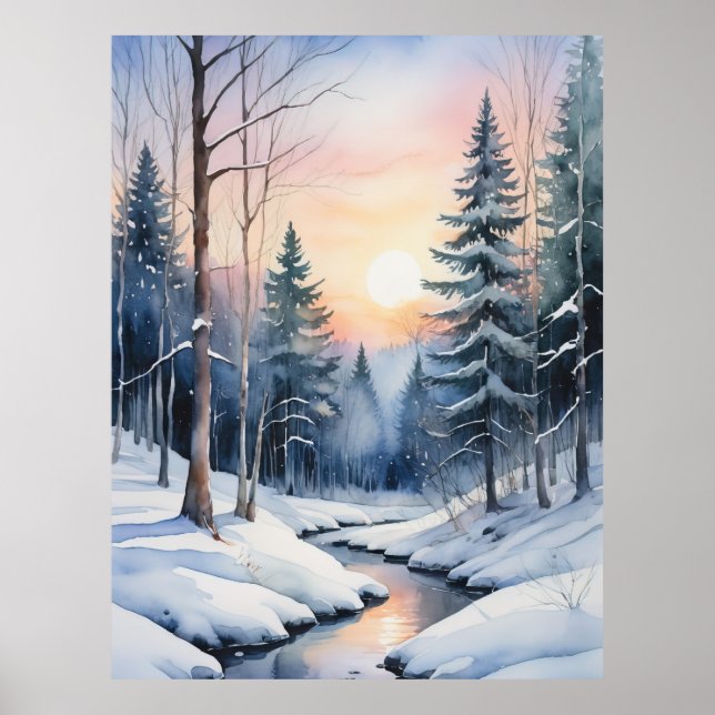 Affiche Winter Wonderland Forest Paysage (Devant)
