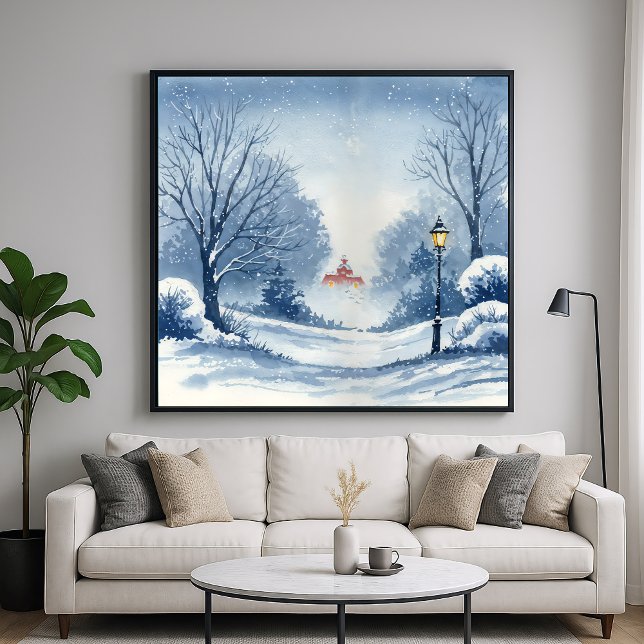 Affiche Winter Wonderland - Paysage de style aquarelle (Créateur téléchargé)