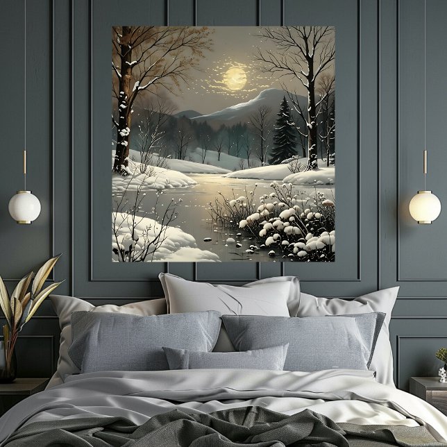 Affiche Winter Wonderland Snow Landcape Art Imprimer l'aff (Winter Wonderland Snow Landscape Art Print Poster Mockup 1)