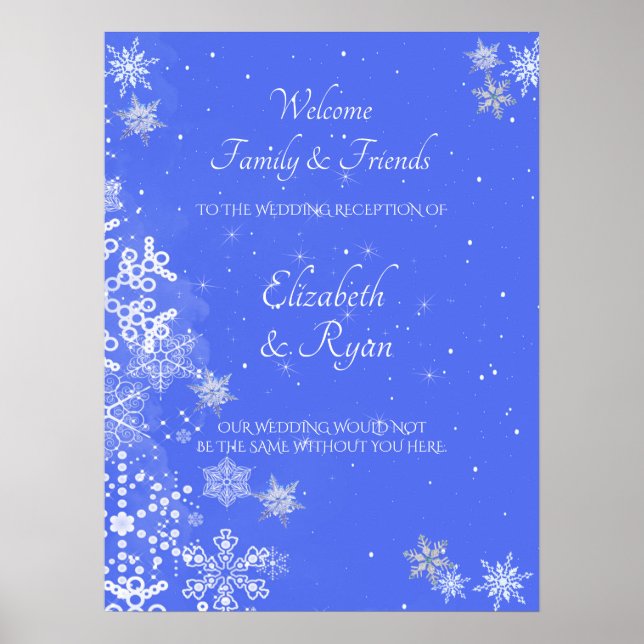 Affiche Winter Wonderland, Snowflakes, Mariage Welcome (Devant)