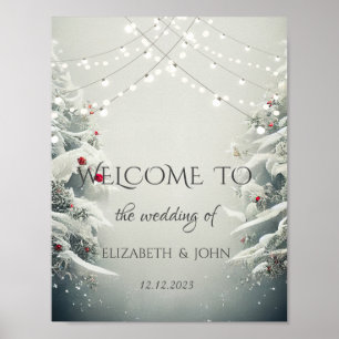 Affiche Winter Wonderland, String Lights Mariage de neige