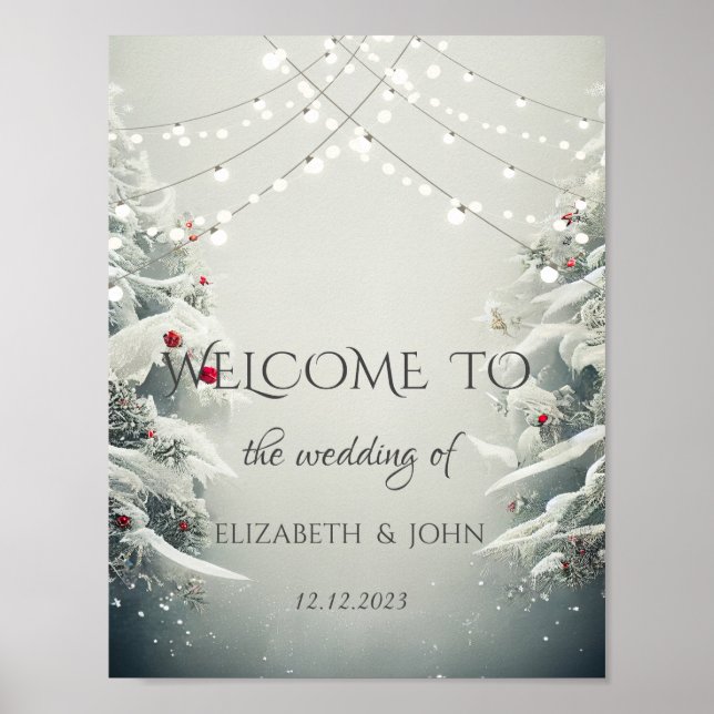 Affiche Winter Wonderland, String Lights Mariage de neige (Devant)