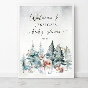 Affiche Winter Woodland Froid à l'extérieur du Baby shower