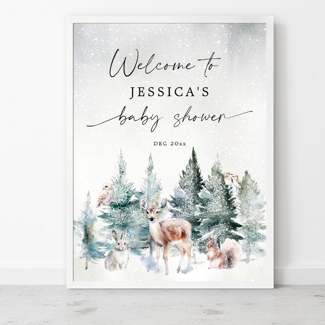Affiche Winter Woodland Froid à l'extérieur du Baby shower (Créateur téléchargé)