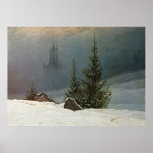 Affiche Winterlandschaft mit Kirche