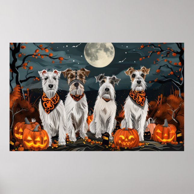 Affiche Wirefox Terrier Halloween Éffrayant (Devant)