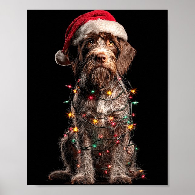 Affiche Wirehaired Inting Griffon Christmas Graphics Dog L (Devant)