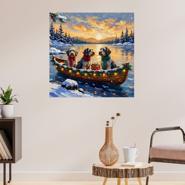 Affiche Wirehaired Pointing Griffon Christmas Boat Holiday (Salon 3)