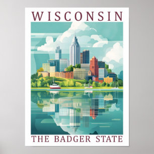 Affiche Wisconsin Badger State USA Travel Place