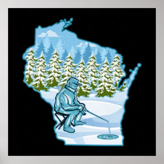 Affiche Wisconsin État de la pêche dans les glaces