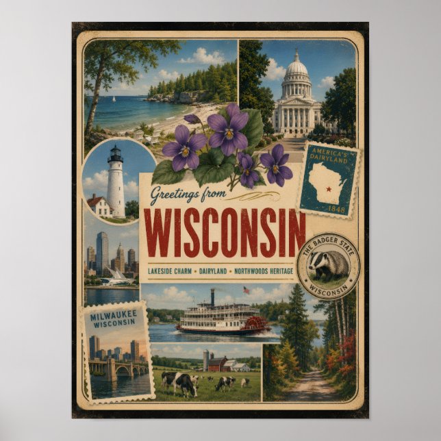 Affiche Wisconsin Style Authentique Vintage (Devant)