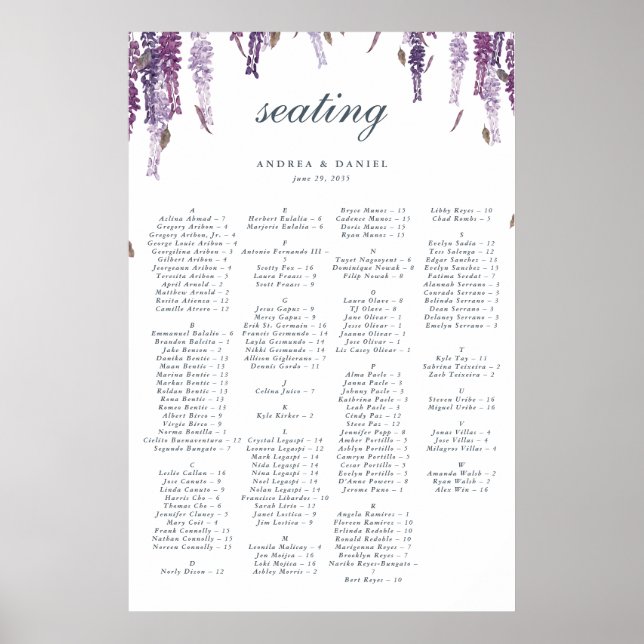 Affiche Wisteria dreams seating chart (Devant)