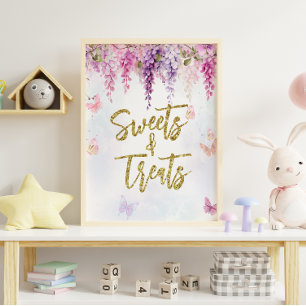 Affiche Wisteria Parties scintillant Papillon Anniversaire