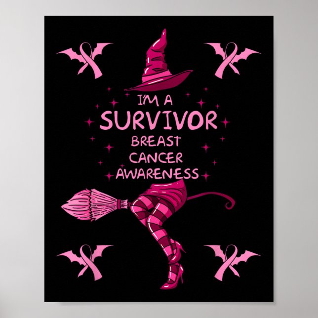 Affiche Witch Im A Survivor Halloween Cancer du Sein (Devant)