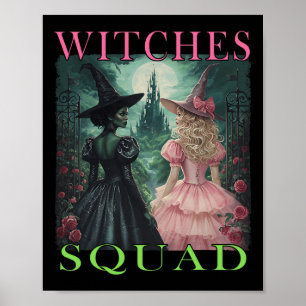 Affiche Witch Squad Halloween sorcières rose et vert sorci