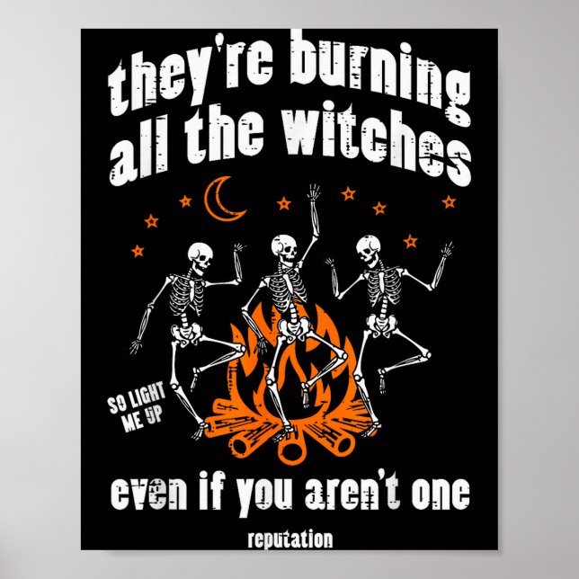 Affiche Witches Skeletons Dancing Funny Halloween Costume  (Devant)