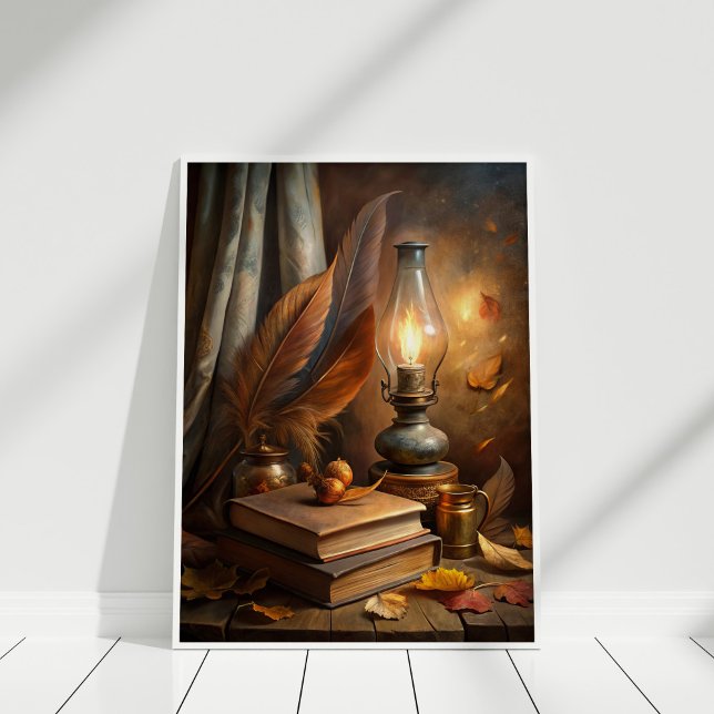 Affiche Witch's Study Wall Art - Vintage chandelle magique (Witch's Study Wall Art – Vintage Candlelit Magic in white frame)