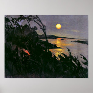 Affiche Witkiewicz - Paysage australien avec Pleine lune