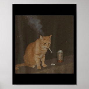 Affiche Wizard Cigarette Kitten Drôle Fumer Cat Meme Bra
