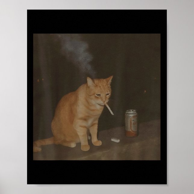 Affiche Wizard Cigarette Kitten Drôle Fumer Cat Meme Bra (Devant)