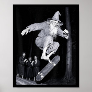 Affiche Wizard Skateboard Funny Meme Skater Halloween G