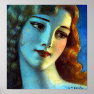 Affiche Władysław T. Benda Chef de la Fille avec Longue Bl