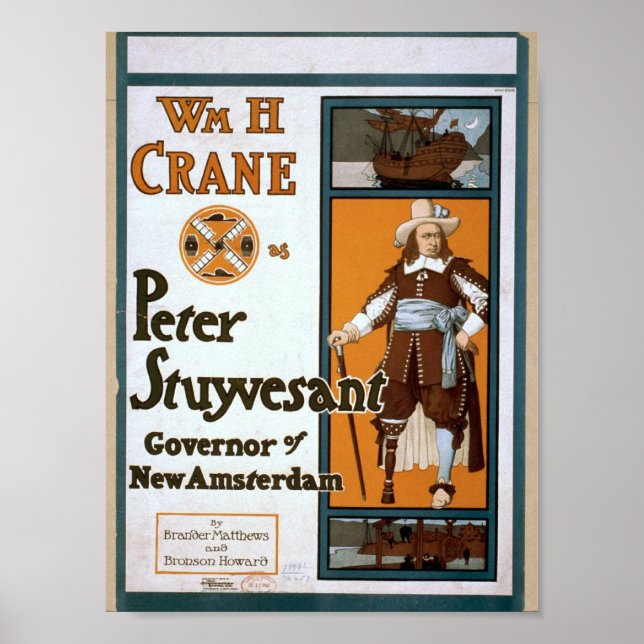 Affiche WmH Crane en tant que Peter Stuyvesant Gouverneur  (Devant)