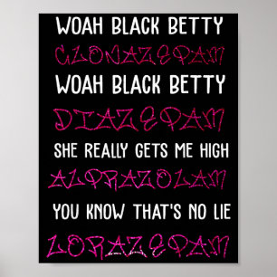 Affiche Woah Black Betty Clonazépam Woah Black Betty Diazé