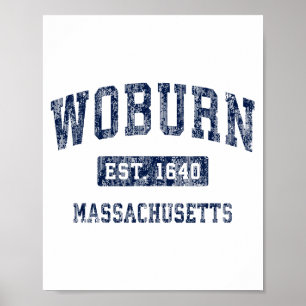 Affiche Woburn Massachusetts Ma Vintage Établie Prime T