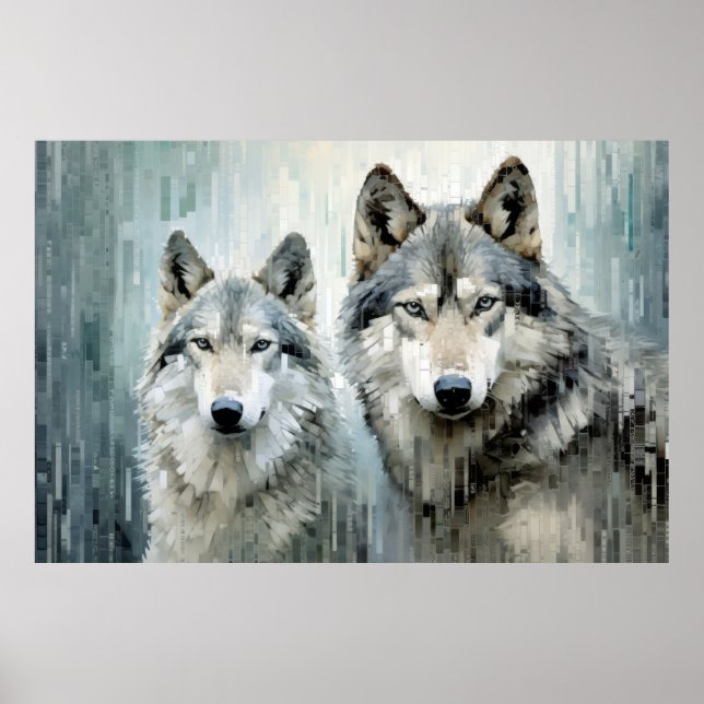 Affiche Wolf Animal Art Décor Peinture Mosaïque (Devant)