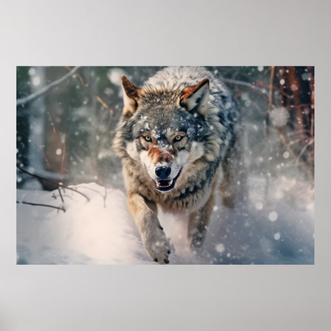 Affiche Wolf Animal Wilderness Mur Art coloré (Devant)
