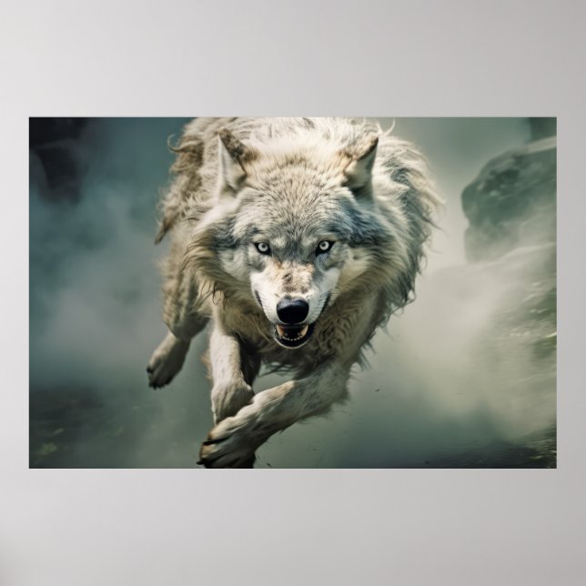Affiche Wolf Animal Wilderness Mur Art coloré (Devant)