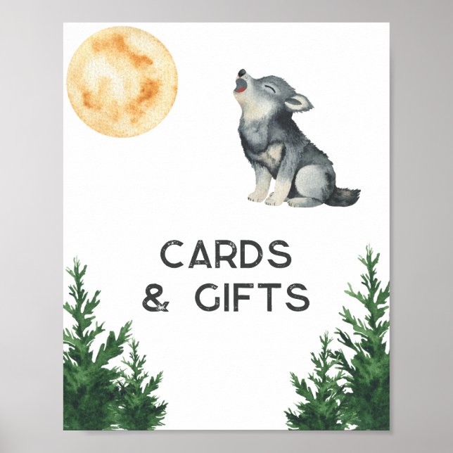 Affiche Wolf Baby Shower Cards and gifts  (Devant)