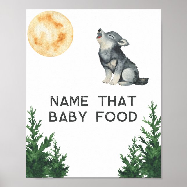Affiche Wolf Baby Shower Name that baby food (Devant)