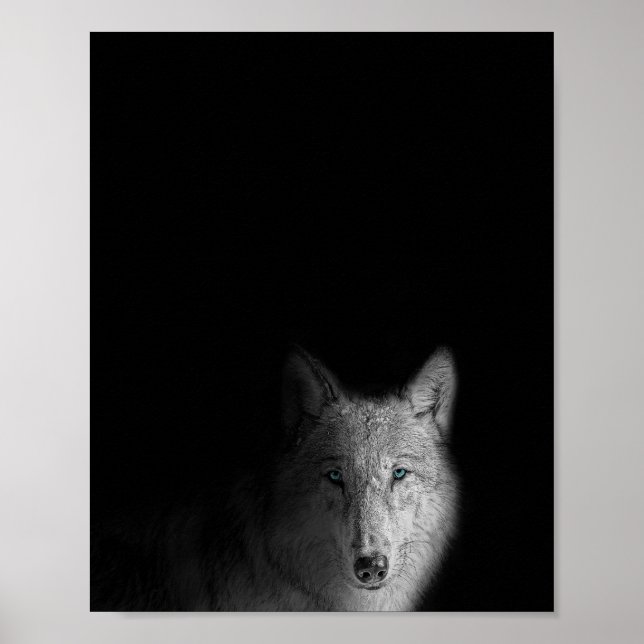 Affiche Wolf, black and white, modern photography (Devant)