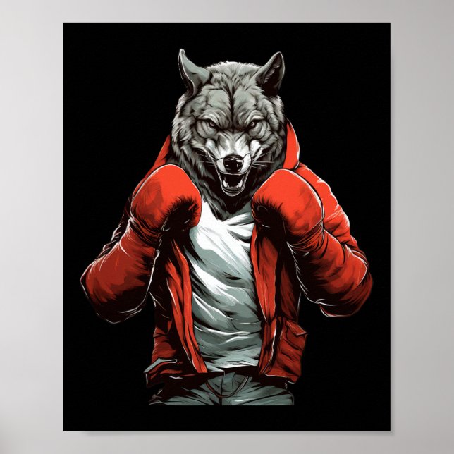 Affiche Wolf Boxer Boxing Mixed Martial Arts Kickboxing  (Devant)