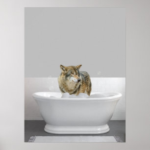 Affiche Wolf dans la baignoire Baignoire Bain à bulle