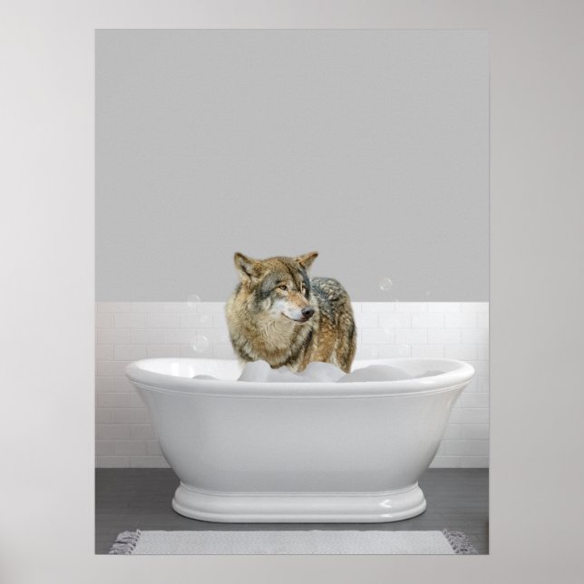 Affiche Wolf dans la baignoire Baignoire Bain à bulle (Devant)
