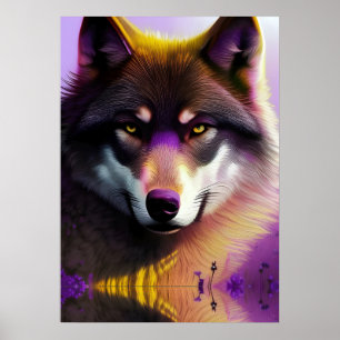 Affiche Wolf dans la réflexion pourpre