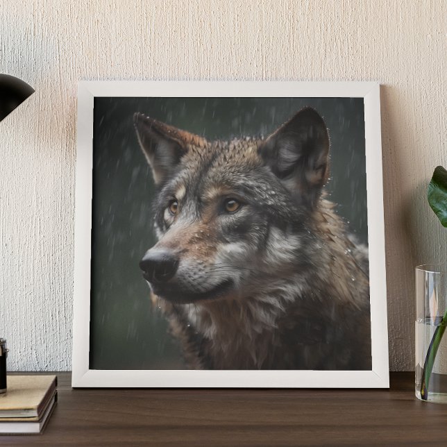 Affiche Wolf dans un Cabine de la faune pluviale (Créateur téléchargé)