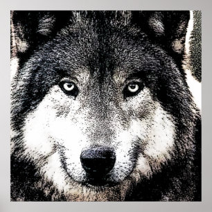 Affiche Wolf Eyes - Art animalier noir et blanc