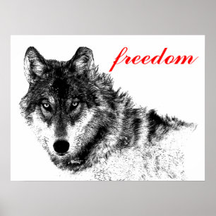 Affiche Wolf Freedom Motivational Inspiration