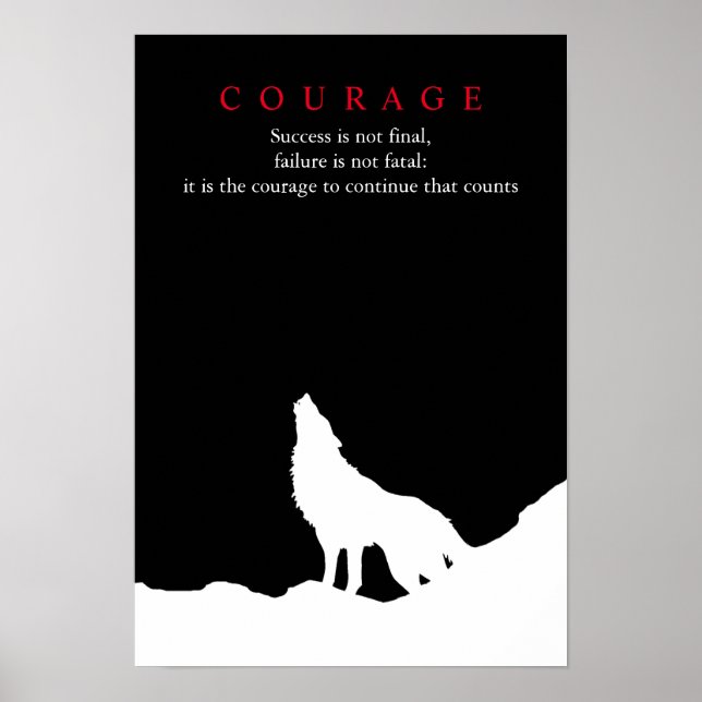 Affiche Wolf Fullmoon Night Motivational Courage (Devant)
