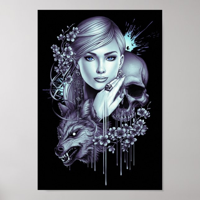 Affiche Wolf Girl and Skull (Devant)