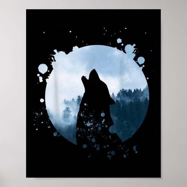 Affiche Wolf Hommes Silhouette Animal Motif De l'environne (Devant)