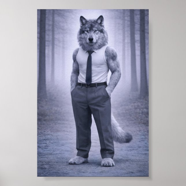 Affiche Wolf in Minimal Formal Attire – Silent Forest Port (Devant)