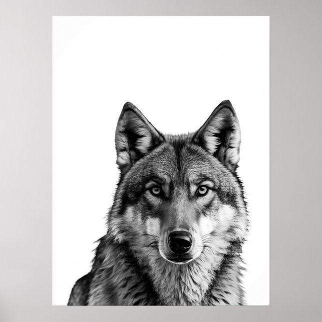 Affiche Wolf Modern Portrait noir blanc (Devant)