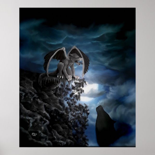 Affiche Wolf moon - Wolf with Golem (Devant)