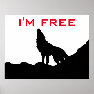 Affiche Wolf Motivation Freedom Noir & blanc